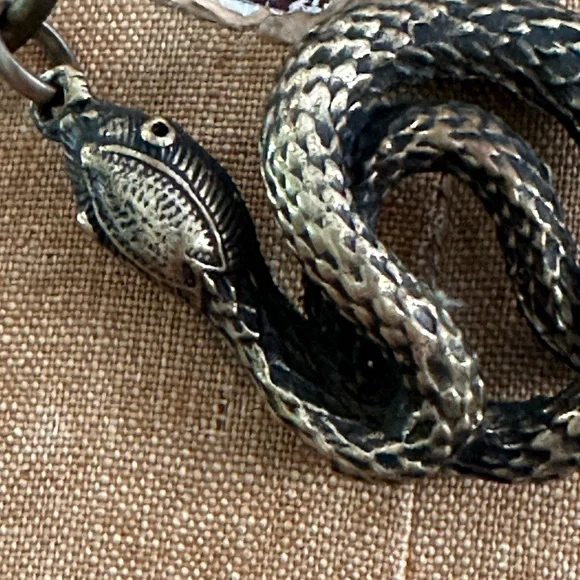 🐍 Angel Court  Snake Choker Necklace Antique Brass 17” - Picture 7 of 13